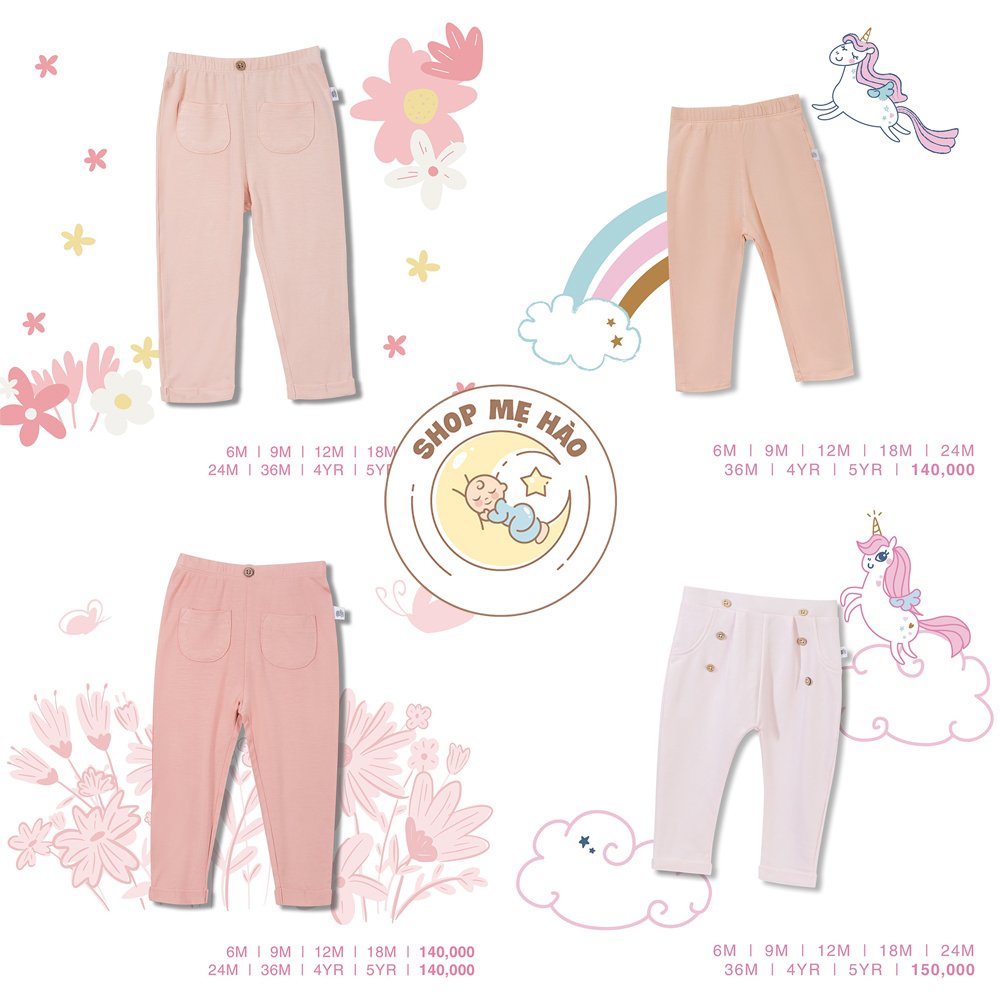 [CHAANG] Quần Legging Chất Liệu Cotton Cho Bé Gái 6m-5y Hàng chính hãng