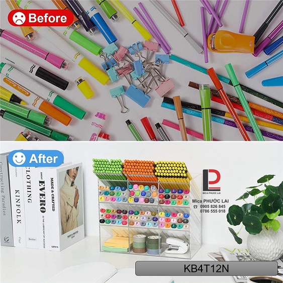 Kệ mica trưng bày bút/ viết, dụng cụ vpp