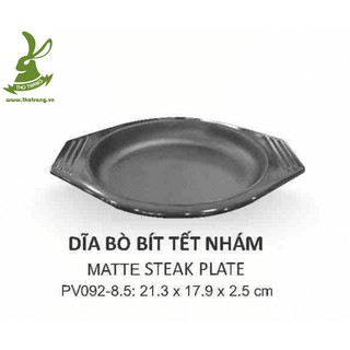 Đĩa Lót Nồi Đất Hoặc Để Đồ Ăn Kiểu Hàn Quốc Màu Đen Nhám 21.3*17.9*2.5cm Srithai Superware PV092-8.5