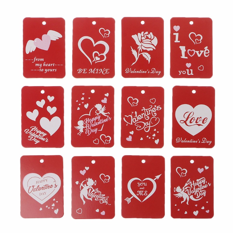 Set 200 Thẻ Giấy Kraft Hình Chữ Nhật Gói Quà Valentine