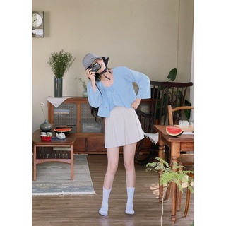 Set áo MIMI - Chân váy xếp ly (có may bigsize)