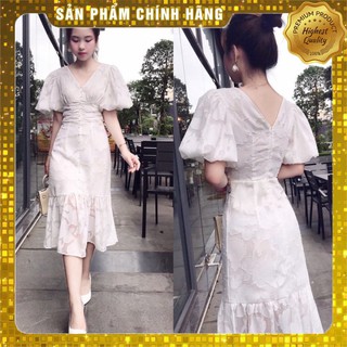 Váy tay bồng dự tiệc ren đuôi cá