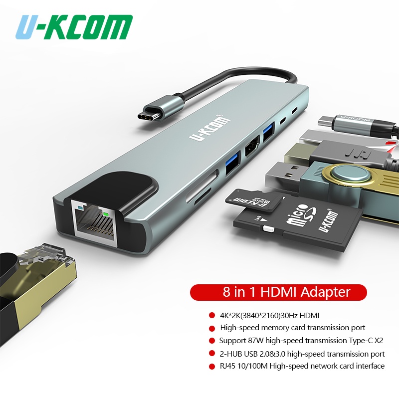 Bộ Chuyển Đổi Nguồn Type-C Với Ethernet 4K HDMI VGA Lan PD Chất Lượng Cao