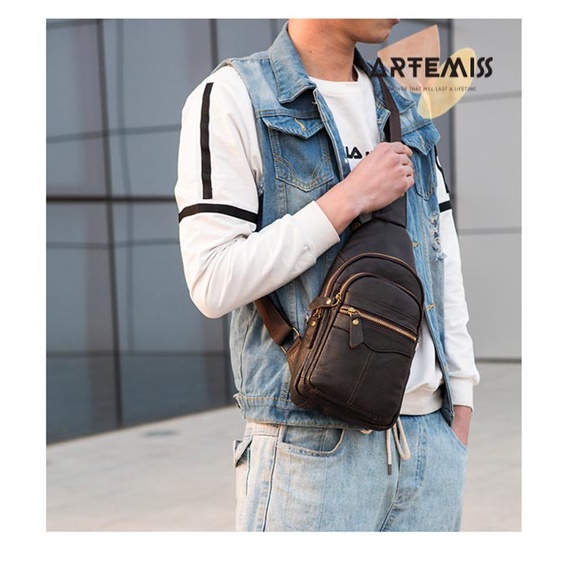 Túi chéo bao tử nam ⚡FREESHIP⚡da bò thật 100% hiện đại lịch lãm cao cấp, lịch lãm, bền, đẹp. BH 12 th Tặng Vớ nam YTP0