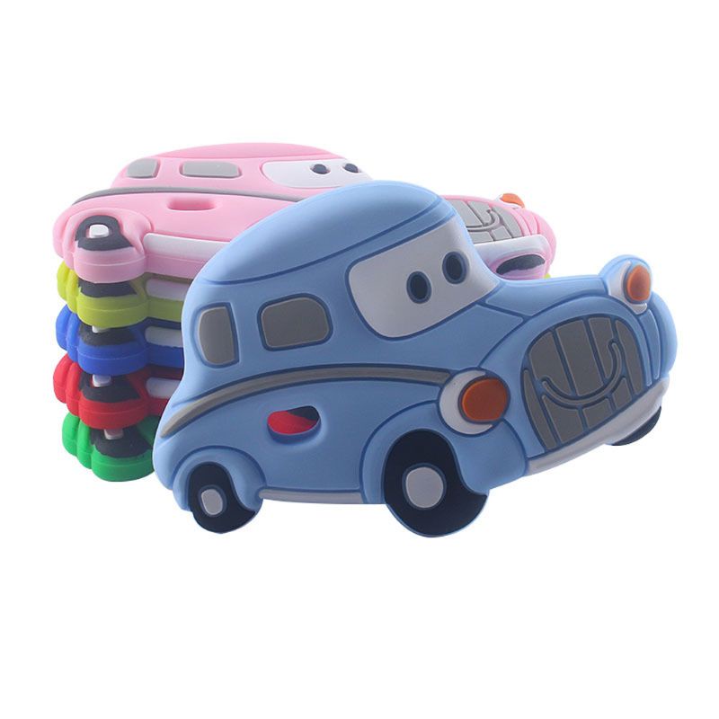 Đồ Chơi Ngậm Nướu Bằng Silicon Hình Xe Hơi Hoạt Hình Dễ Thương Cho Bé Sơ Sinh
