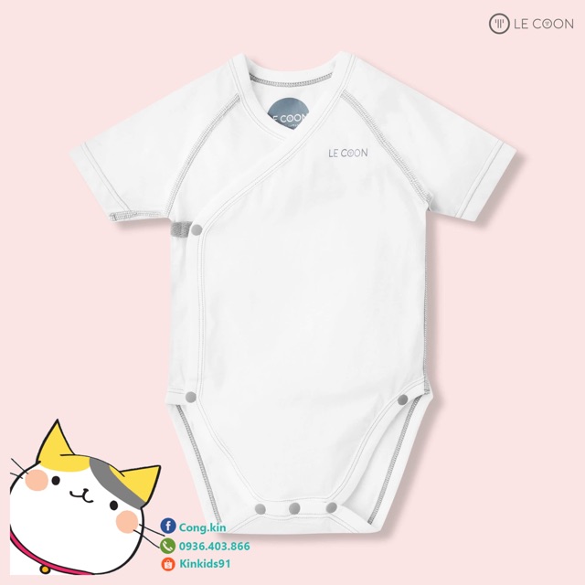 LE COON - Bodysuit cúc bấm ngắn tay dành cho bé trai bé gái (4 màu)