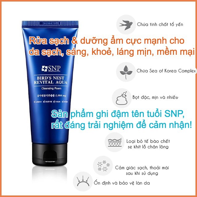 Sữa rửa mặt dưỡng ẩm SNP tinh chất tổ yến