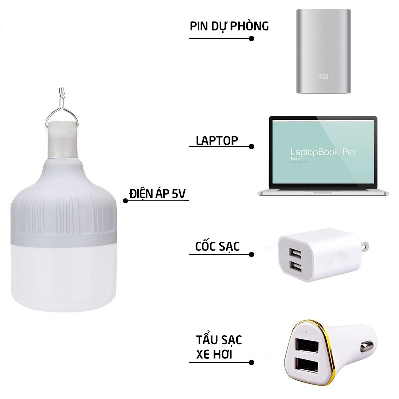 Đèn led sạc pin ánh sáng trắng sạc tích điện, tiết kiệm năng lượng, công suất 20W,30W,40W,50W - HL146