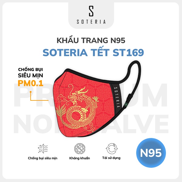 Khẩu trang thời trang Soteria Tết ST169 - N95 lọc 99% bụi mịn 0.1 micro - Size S,M,L