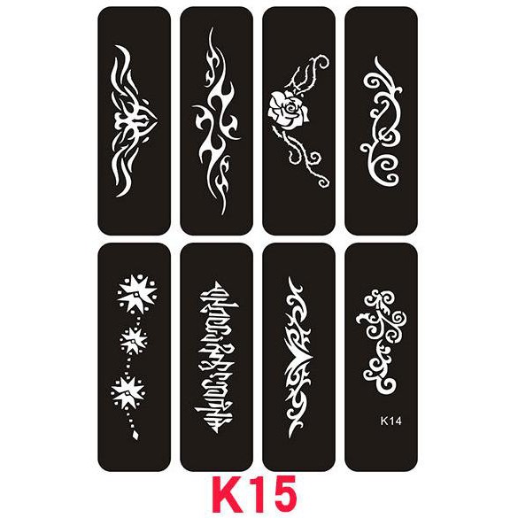 Khuôn vẽ hình xăm tattoo , hình xăm giả, hình xăm henna (1 tờ A4 có nhiều mẫu)