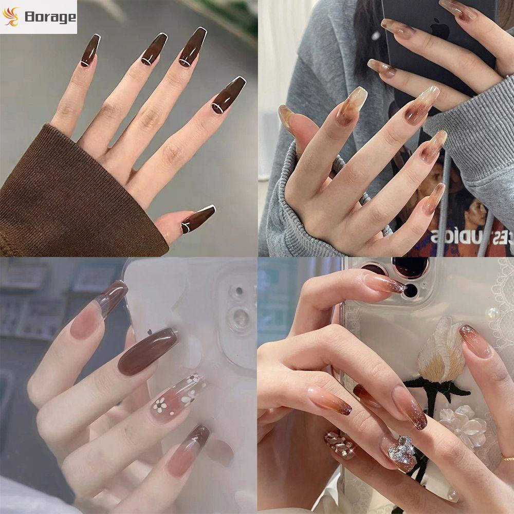 [Hàng mới về] Set 24 móng tay giả có vỏ bọc bảo vệ đầu ngón tay
