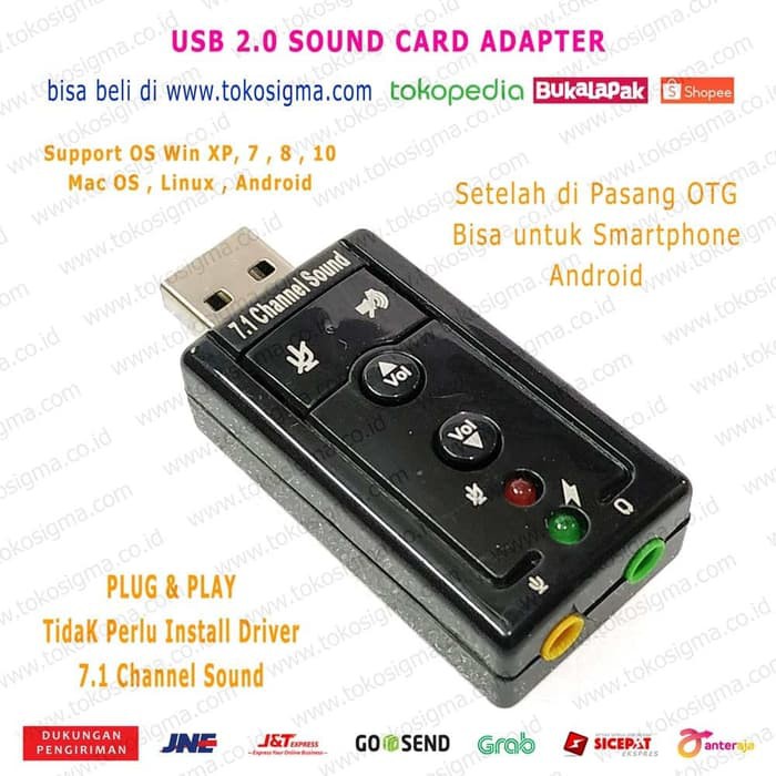 Usb 2.0 Virtual 7.1 Ch Audio Audio Card Adapter Cho Android / Pc