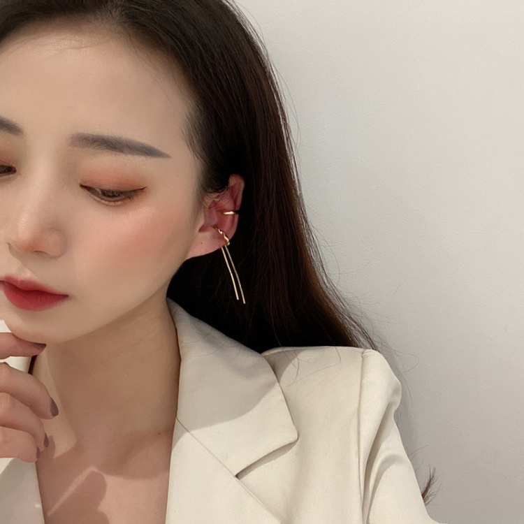 Set 2 khuyên tai kẹp vành một bên không bấm lỗ K199 dáng dài Leous Accessories