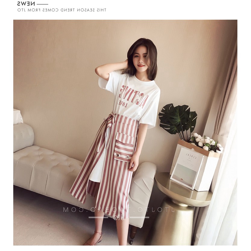 Set chân váy và áo thun tay ngắn thời trang quyến rũ cho nữ