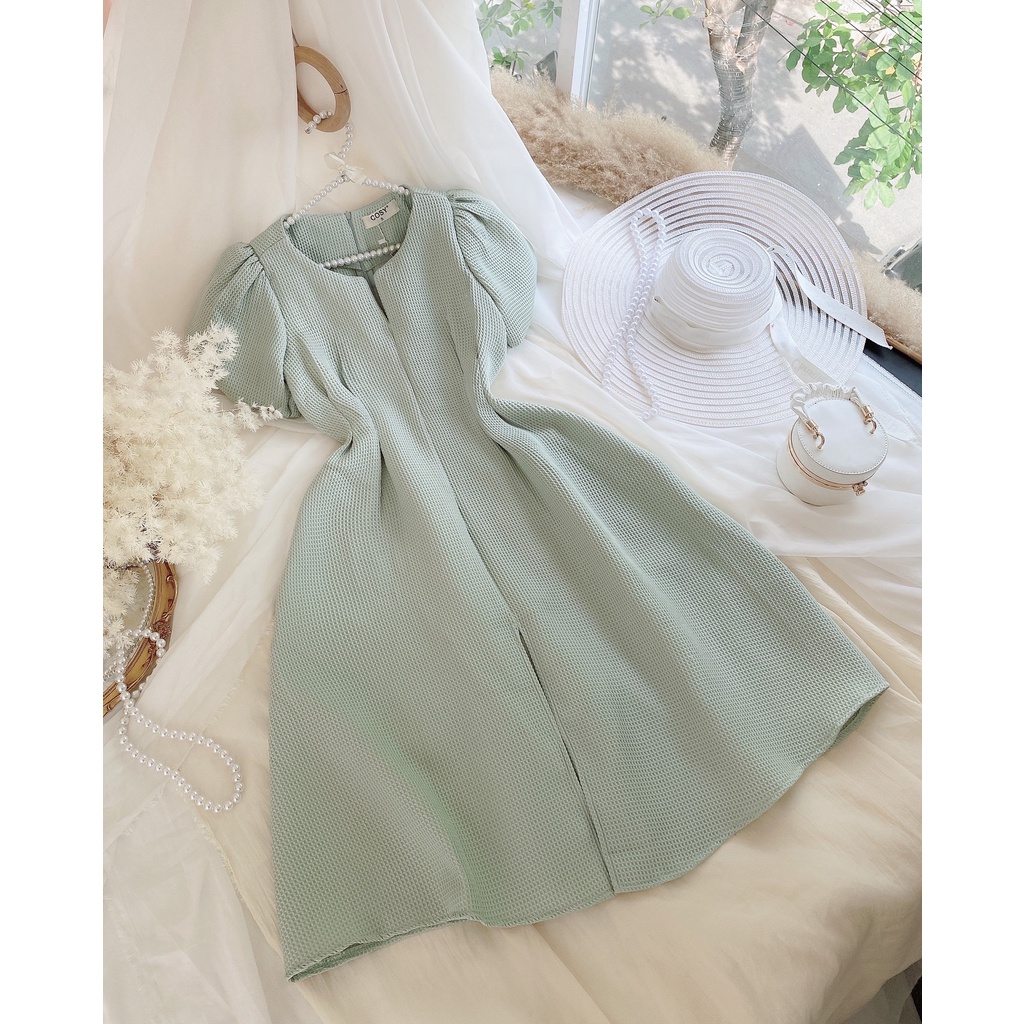 Đầm dự tiệc xòe bồng cổ xẻ sang trọng Miena Dress [KÈM ẢNH THẬT]