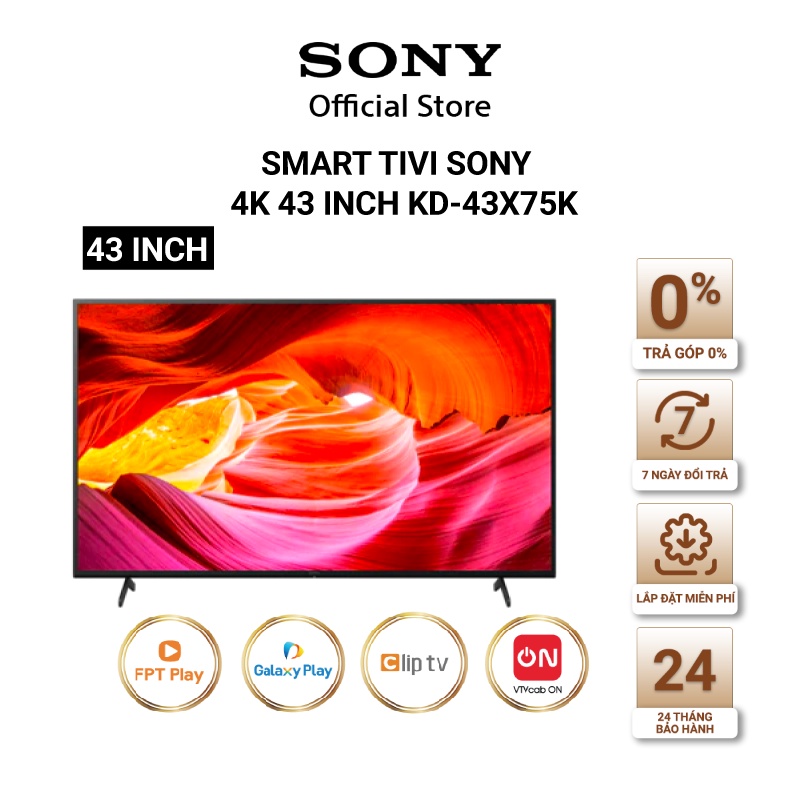 Google Tivi Sony 4K 43 inch KD-43X75K - Miễn Phí Lắp Đặt
