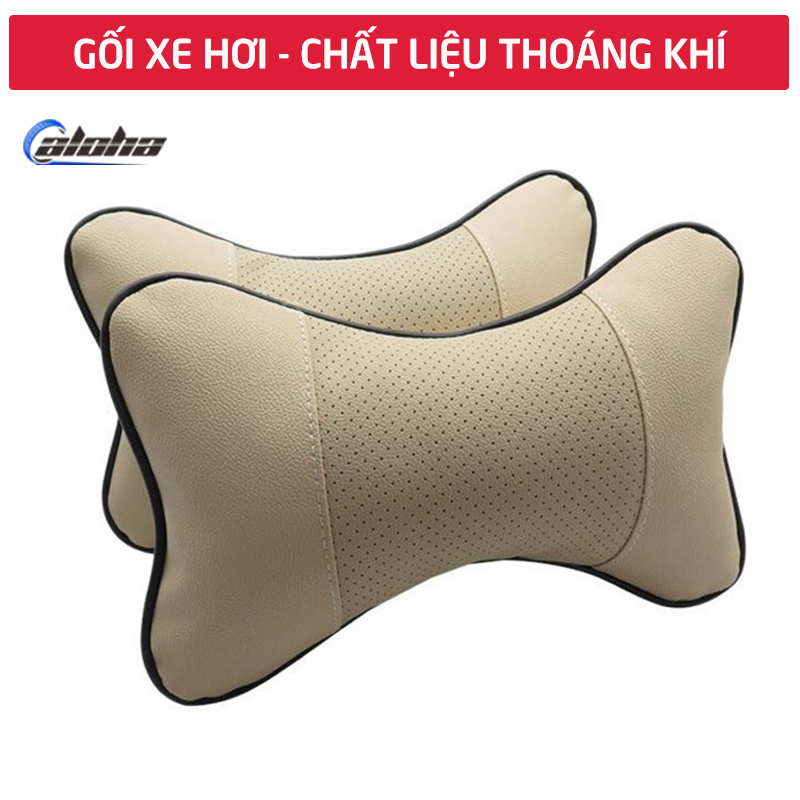 Bộ gồm 02 gối tựa đầu dành cho ghế ô tô, xe hơi, xe tải bằng sợi bông bọc giả da mền mại bảo vệ cổ gáy_ C066-GXHD