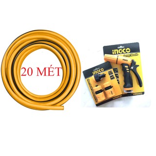 Bộ 20 mét ống nhựa PVC Fi21 khớp nối ống vòi xịt rữa tưới cây chỉnh tia INGCO