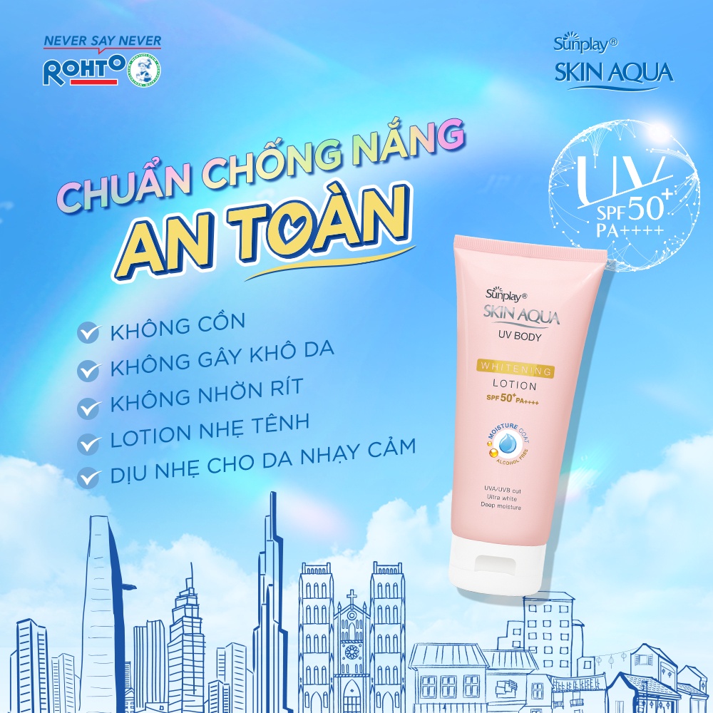 Kem chống nắng dưỡng thể trắng mịn Sunplay Skin Aqua UV Body Whitening Lotion SPF 50+ PA++++ (150g)