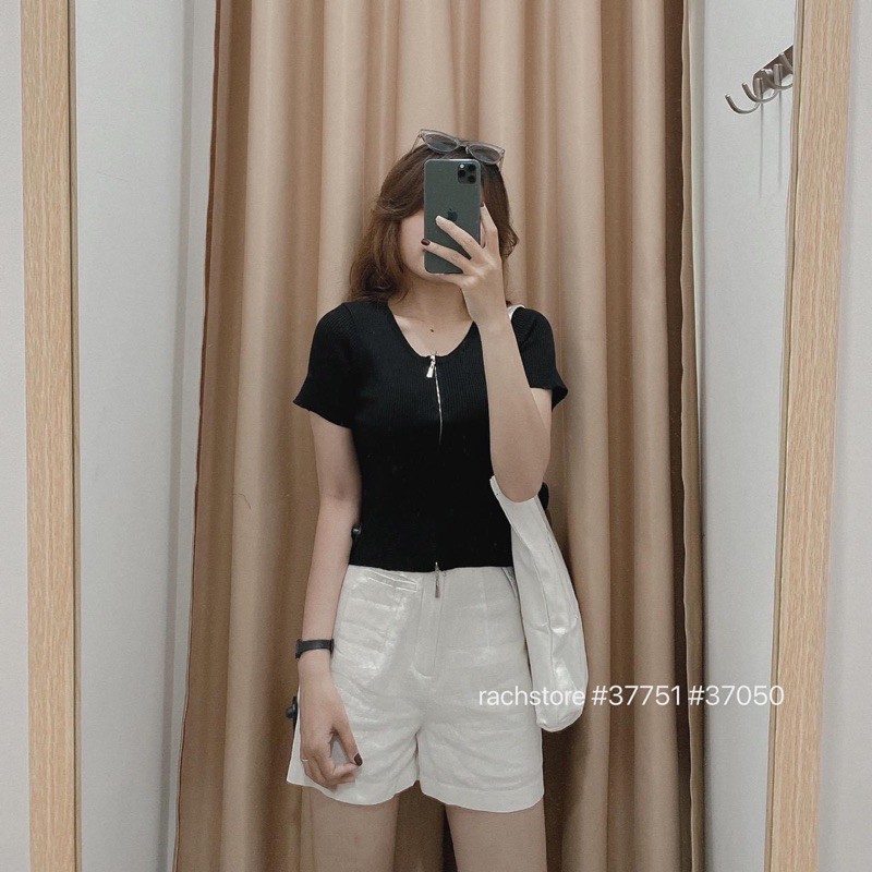 [RÁCH STORE]Áo Thun Gân Kéo Khoá k276-Quần Short Vải Túi Mổ 032