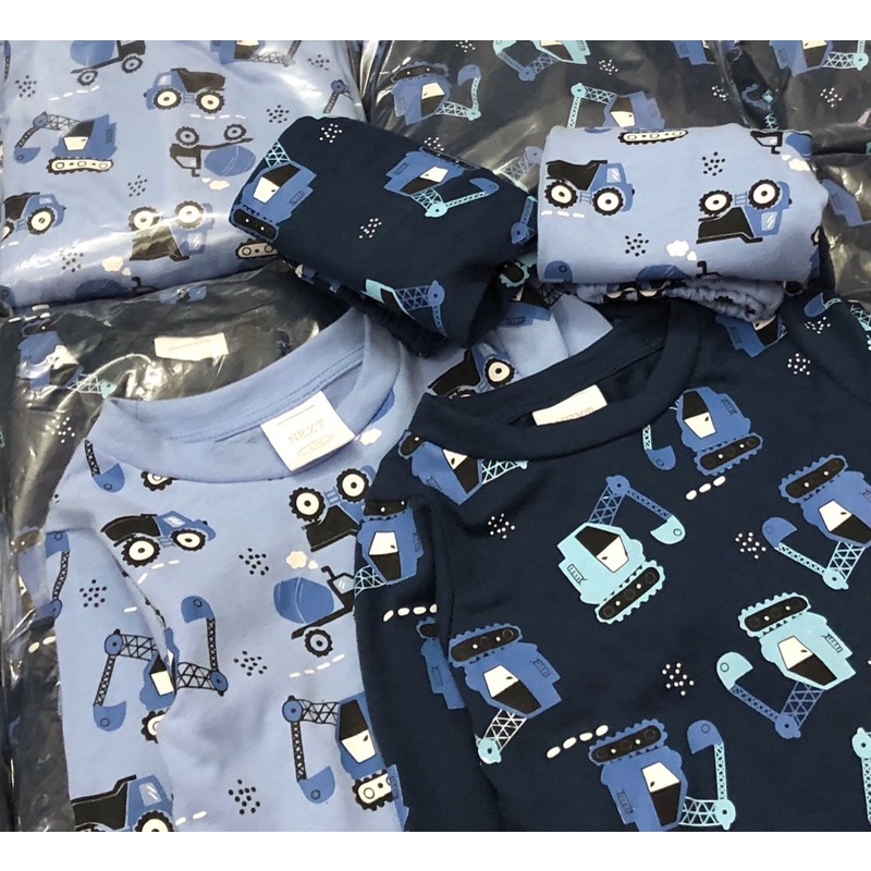 🚗🚗SET 2 bộ Next bé trai cotton thu đông dài tay hoạ tiết ô tô🚗🚗