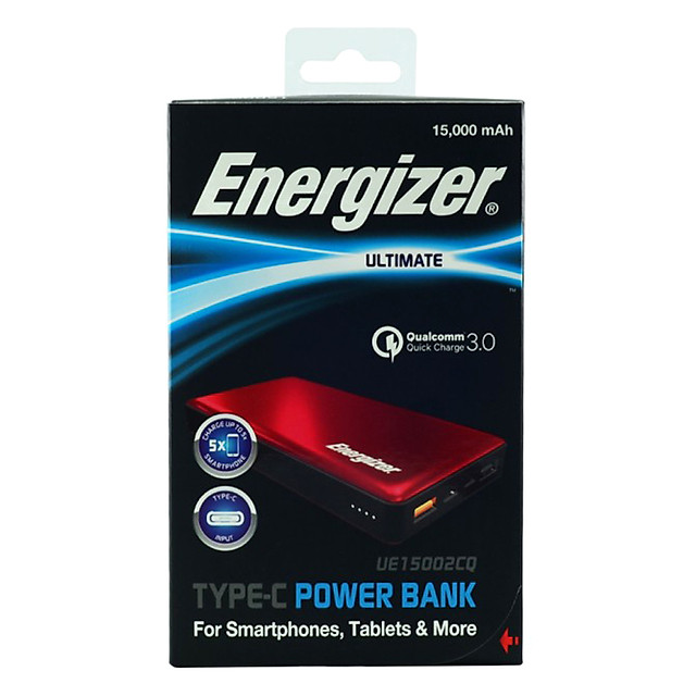 Pin Sạc Dự Phòng Energizer 15.000 mAh QC 3.0 UE15002CQRD Limited Edition (Đỏ) - Hàng Chính Hãng