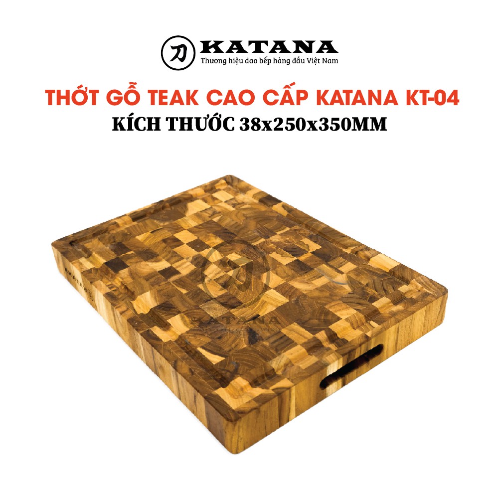 Thớt vuông KATANA gỗ Teak đầu cây cao cấp cỡ nhỏ - KT04