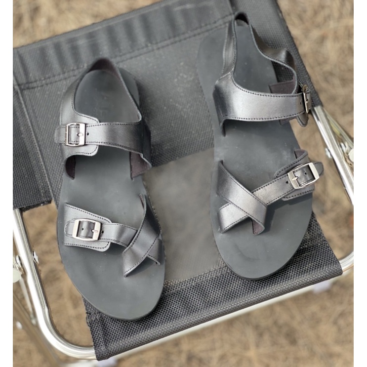 Dép Sandal Unisex Cao Cấp Da Bò Thật Sandal Xỏ Ngón Nam Nữ Trẻ Trung Đế Caosu Chống Nước Atshoes XDxsg211