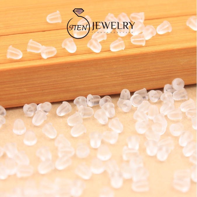 Chốt khuyên tai nhựa unisex trong suốt giữ cho bông tai không rơi, chốt bông tai silicon set 10 cái - Tien Jewelry
