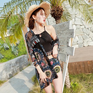 Bộ bơi bikini họa tiết thổ cẩm kèm khăn cao cấp