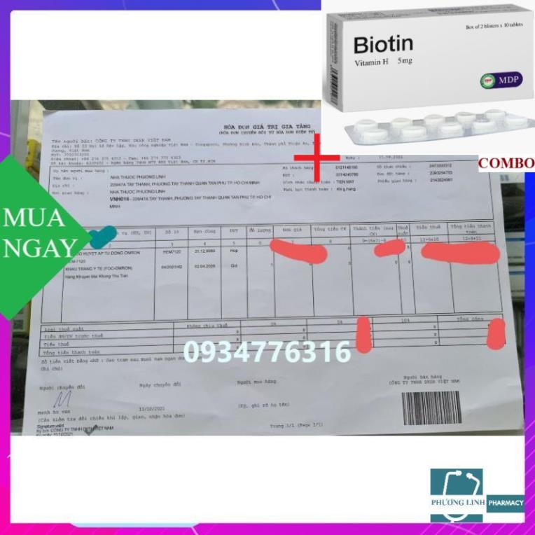 Combo Biotin 5mg+ Máy đo huyết áp bắp tay Omron Hem-8712