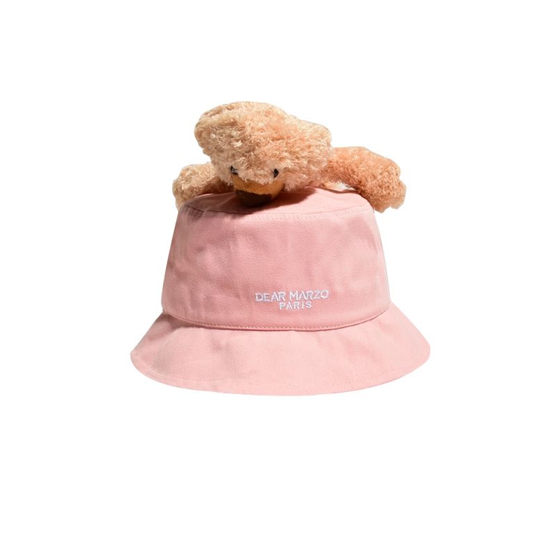 Lq Celebrity Nón Bucket Vành Ngắn Thêu Hình Gấu Ba Chiều Cá Tính Thời Trang Cá Tính