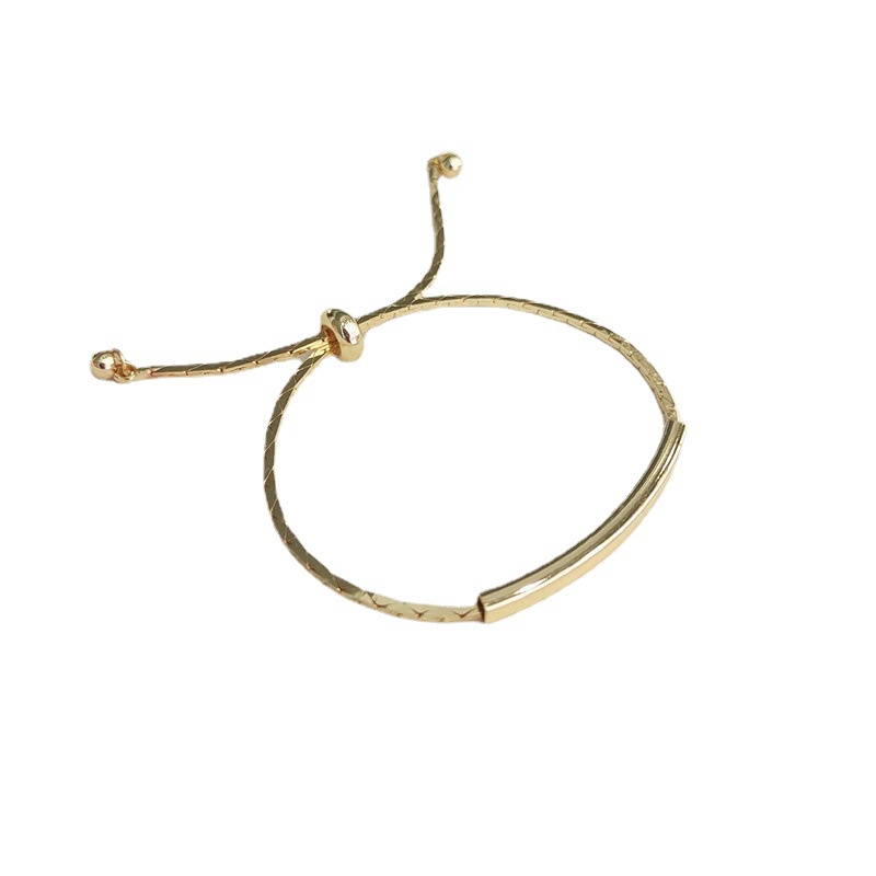 Vòng Tay Dây Xích Màu Vàng / Bạc Đơn Giản Thời Trang Hàn Quốc Có Thể Điều Chỉnh Cho Nữ