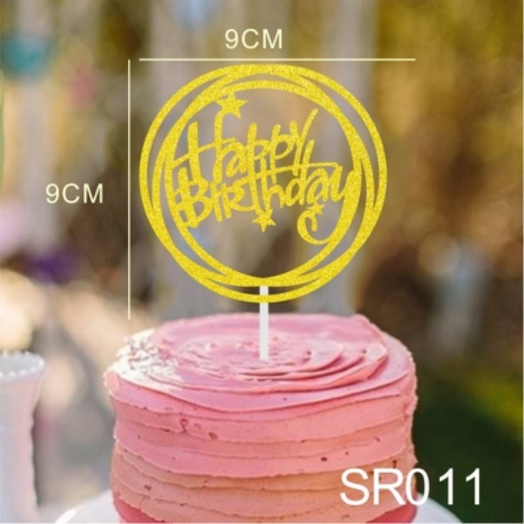 Combo 10 que cắm/topper nhũ trang trí bánh sinh nhật