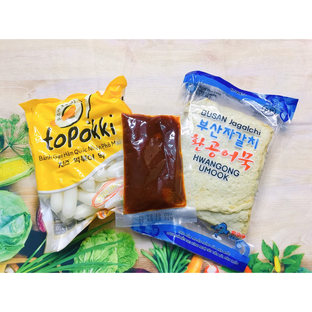 Tokbokki phô mai 500G kèm 100G sốt và chả Hàn Quốc[Chỉ Giao Tại Hà Nội]