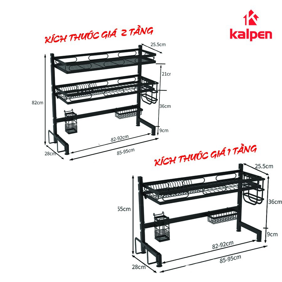 Kệ Để Chén Bát Đa Năng Kệ Để Chén Đĩa Thông Minh Trên Bồn Rửa Sơn Đen Cao Cấp Kalpen Giá Rẻ