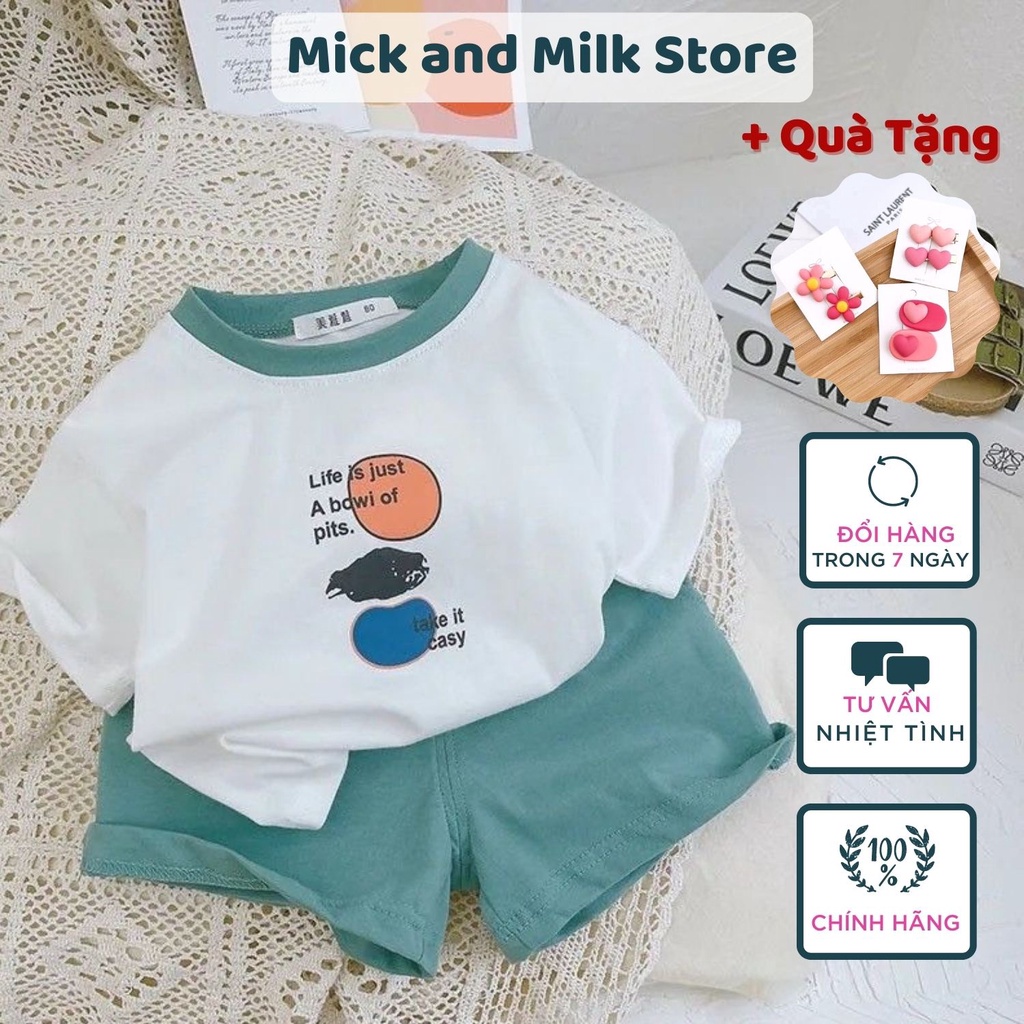 Đồ Bộ Cho Bé Mick and milk 1,2,3,4,5,6 Tuổi Set áo quần hình kute cho bé trai bé gái chất thun cotton mát mẻ