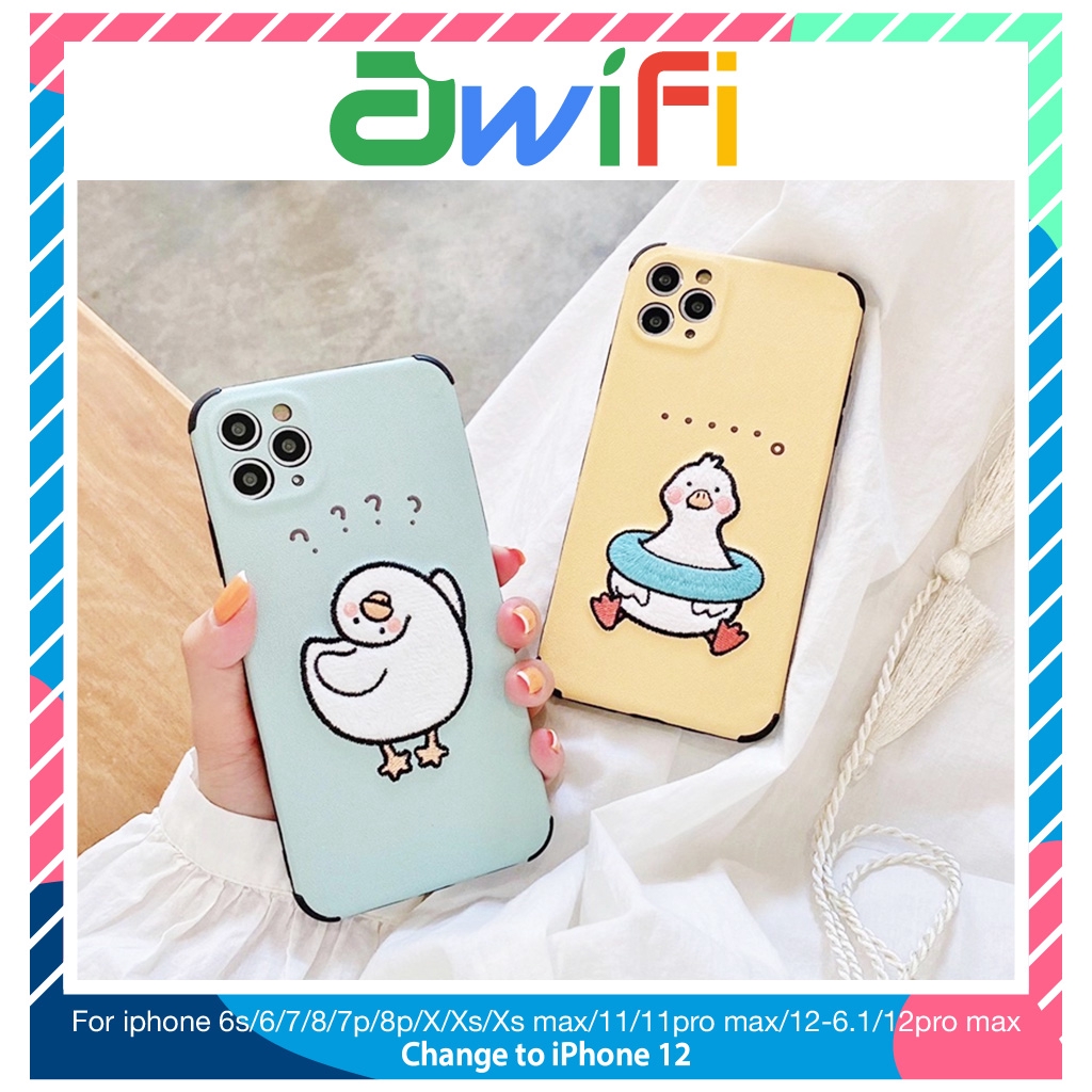 Ốp lưng iphone thêu vịt vui nhộn 5/5s/6/6plus/6s/6splus/7/7plus/8/8plus/x/xr/xs/11/12/pro/max/plus/promax - Awifi H4-1