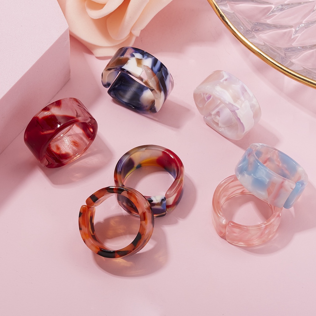 Nhẫn nhựa acrylic BELLA-BEE trong suốt nhiều màu thời trang cao cấp cho nữ