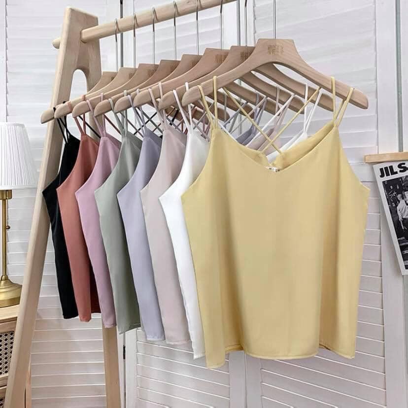 Áo dây chéo basic sơi mảnh vải lụa satin cao cấp 8 màu