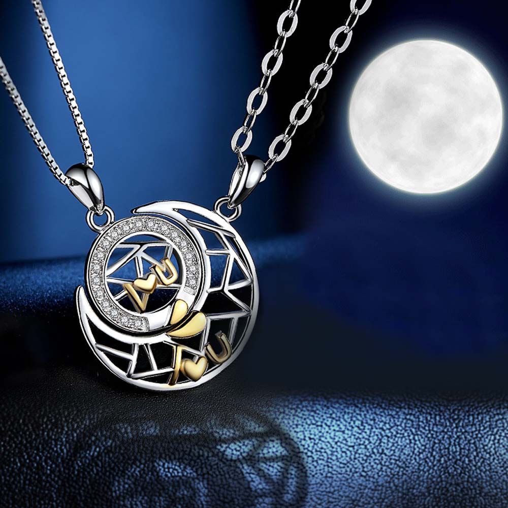 Vòng cổ Mặt Hình Mặt Trăng / Mặt Trời Bằng Đồng Thời Trang Cho Cặp Đôi