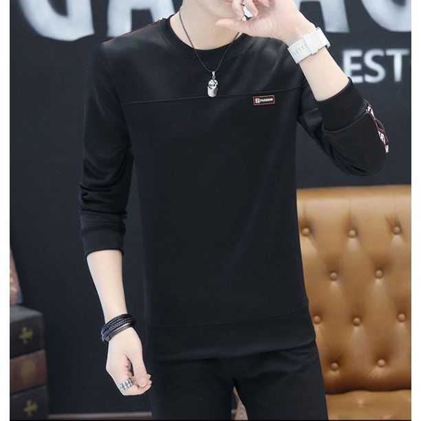 Áo Thun Nam Tay Dài Phối Viền Phong Cách Hàn Quốc 100% COTTON Cao Cấp (3 size) | BigBuy360 - bigbuy360.vn