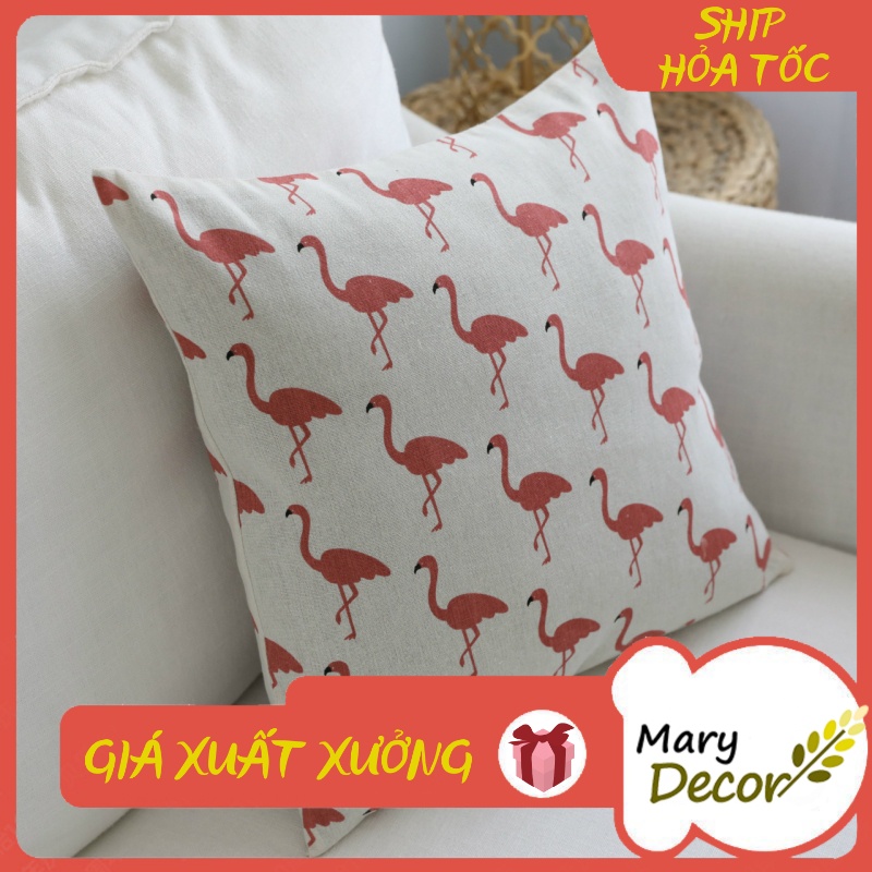 Gối tựa sofa Mary Décor - họa tiết Hồng hạc G-E03