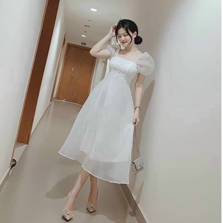 Gunkaymatter Váy Đầm Nữ Dạ Hội Đính Cườm,Có Mút Ngực Chất Liệu Voan Tơ Bóng