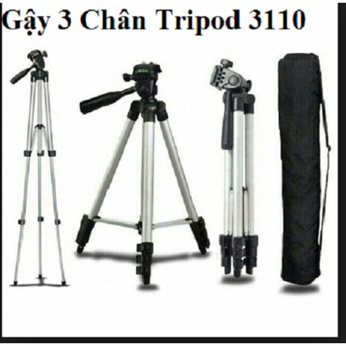 Gậy Chụp Hình 3 Chân Tự Sương Tripod 3110 + Kèm Giá Đở Điện Thoại (Remote Và Đèn Trợ Sáng)