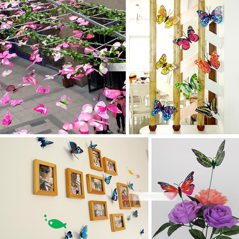 Set 12 Sticker Nam Châm Dán Tường Hình Bướm 3d Nhiều Màu Sắc