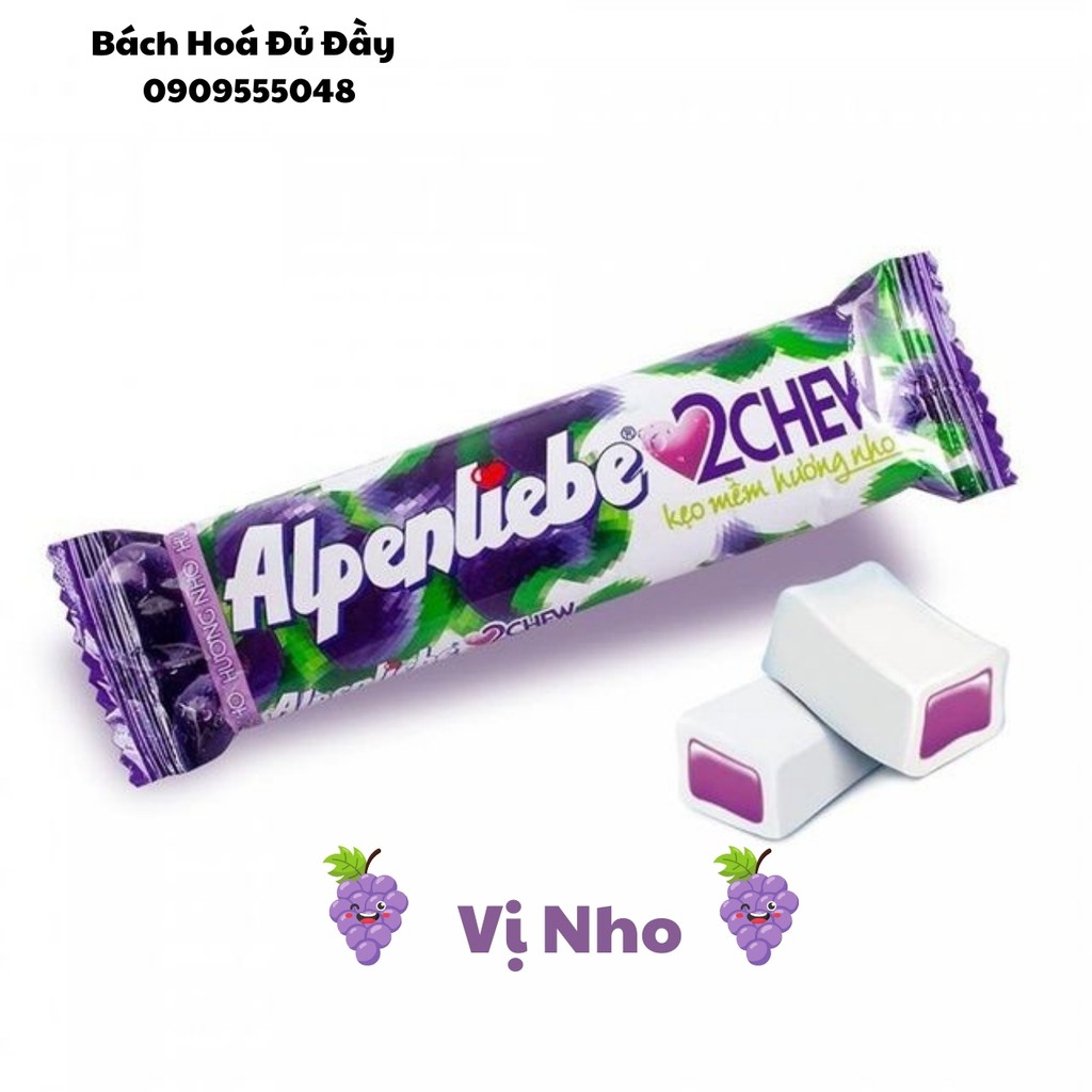 Kẹo dẻo mềm trái cây Alpenliebe vị Dâu, Nho, Dưa Hấu thơm ngon hấp dẫn