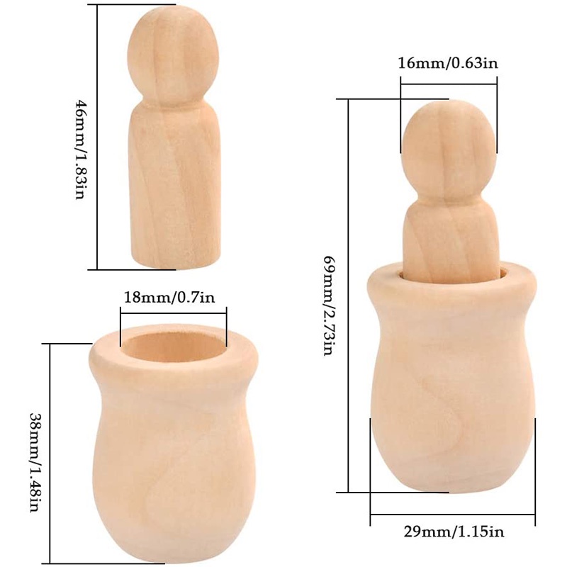 Búp Bê Người Bodies Bằng Gỗ Chưa Hoàn Thiện Kèm 20 Mẫu Vẽ