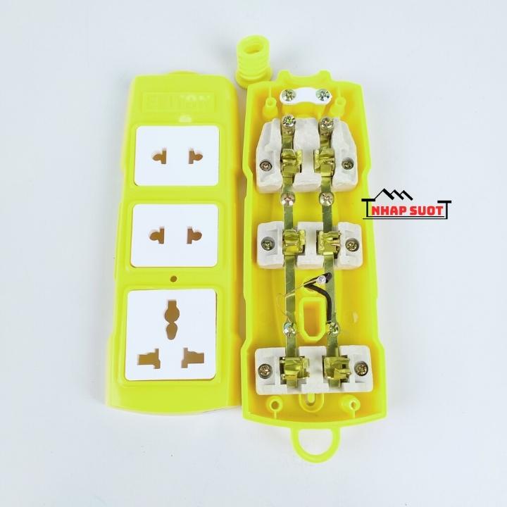 Ổ cắm điện chịu tải 6000W ELITON 3 ổ cắm, lõi sứ chịu nhiệt,vỏ nhựa chịu va đập, nhựa PC chống cháy, lò xo chống mô ve