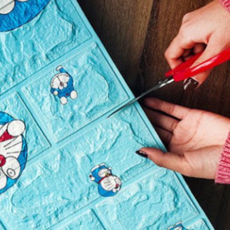 Miếng Dán Tường Bằng Xốp Họa Tiết Doraemon hello kitty 3D Chống Thấm Nước Trang Trí Phòng Ngủ